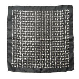 Vintage Italian silk pocket square black white geometric print silk bandanna​